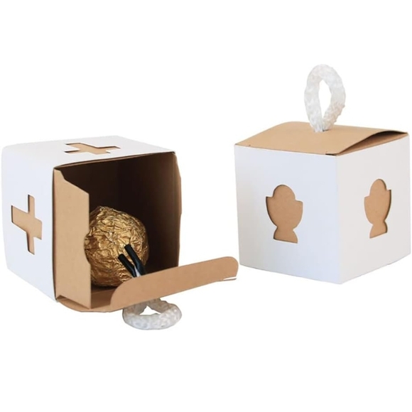 Unk White and Brown Cross Favor Boxes - 50pcs - Picture 3 of 4